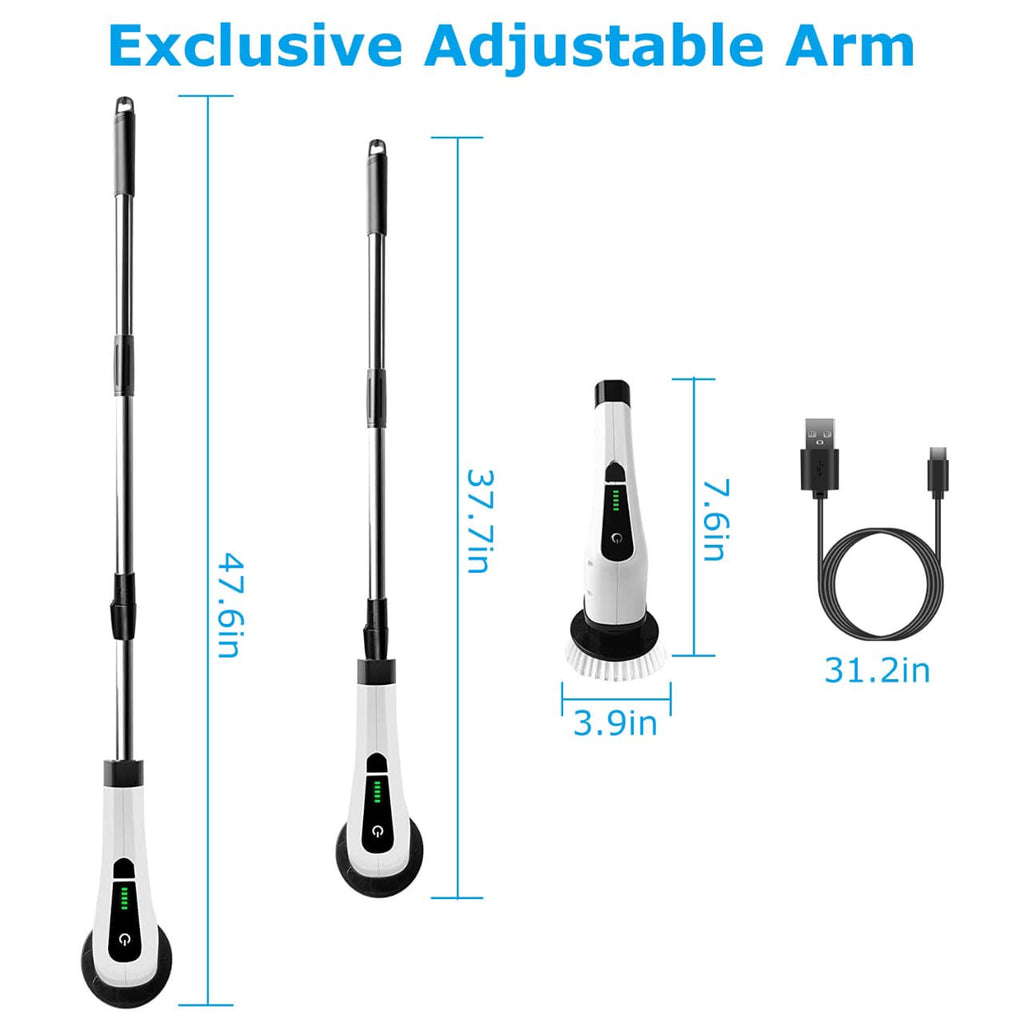 Cordless Electric Spin Scrubber -4-in-1 Rechargeable Cleaning Brush